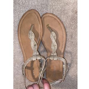 Shimmery gold thong sandals